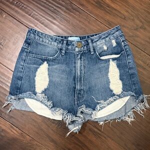 Show Me Your MuMu Blue Distressed Jean Shorts